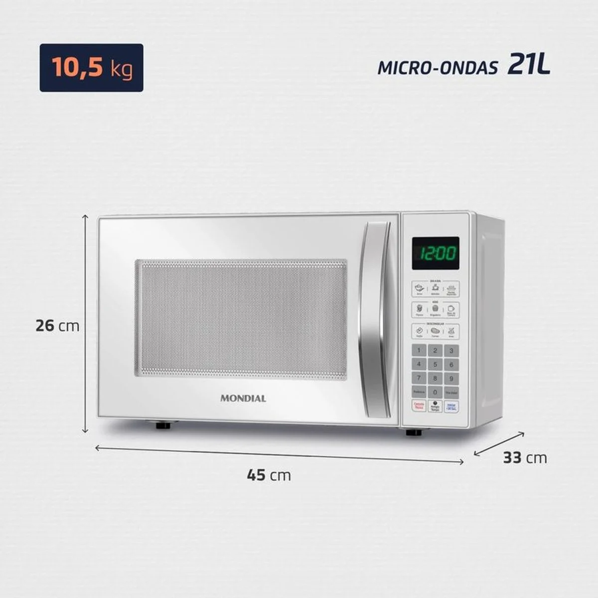 Micro-ondas Mondial MO-01-21-W 21L 1200W Branco 127V - AP / MT
