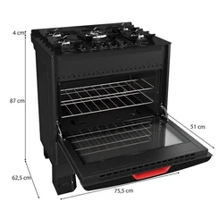 Fogão Mueller MFV5BF 5 Bocas Preto Fosco com Mesa de Vidro - AP / MT