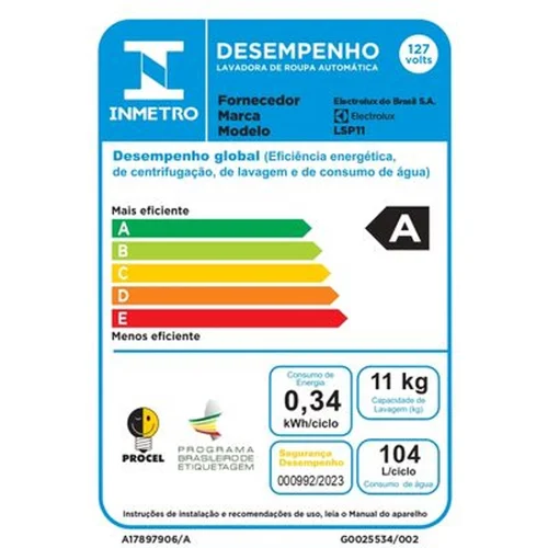 Lava e Seca Electrolux 11Kg Branca Perfect Care Inverter com Água Quente e Vapor LSP11 127V - AP / MT