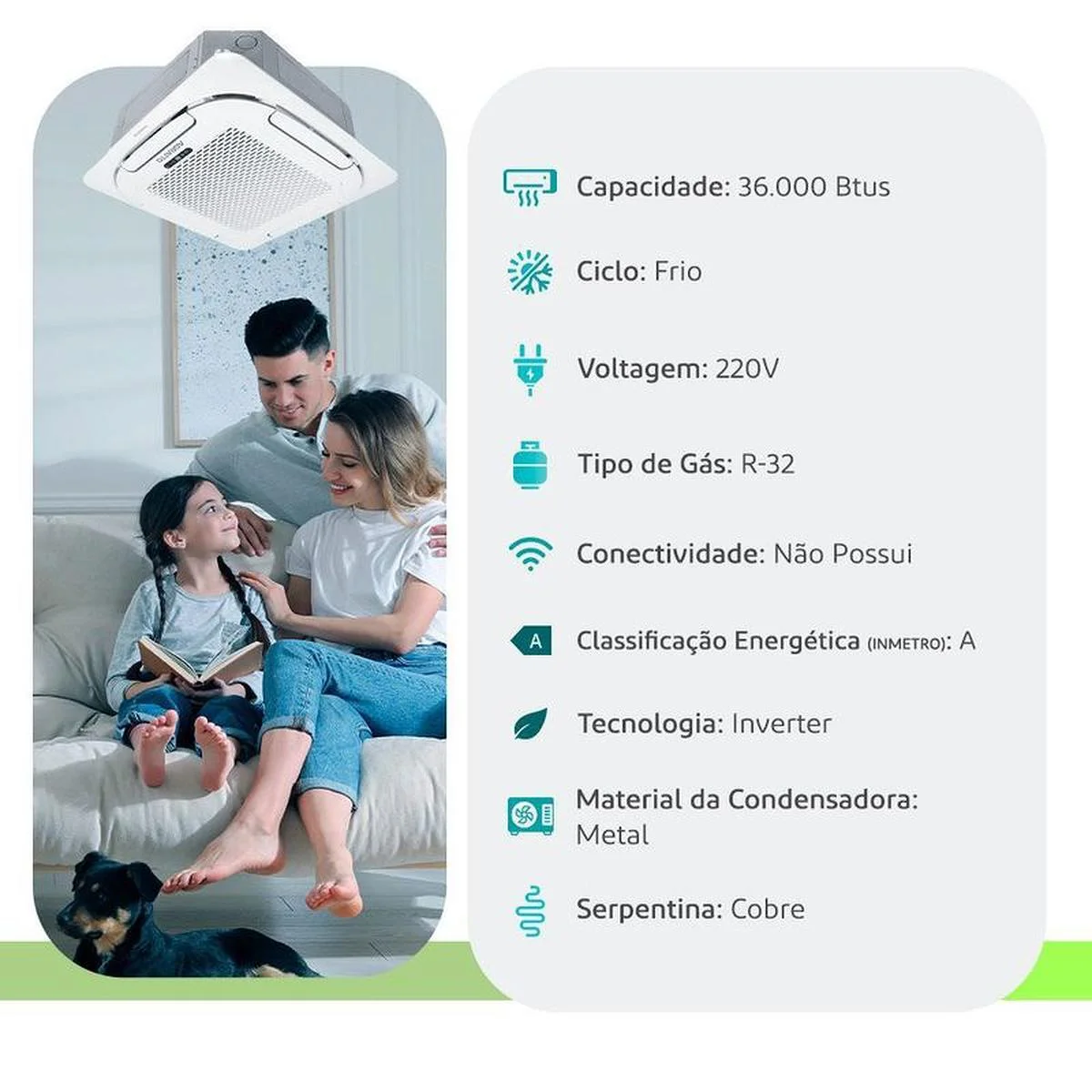 Ar Condicionado Cassete Agratto Inverter 36.000 BTUs Frio 220V Monofásico LCI36F-02 - AP / MT