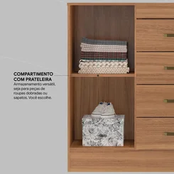 Cômoda Montevidéu 4 Gavetas 1 Porta com Pés Amêndola Touch - AP / MT