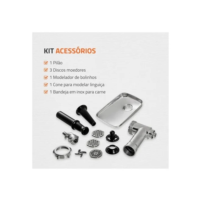 Moedor de Carne Elétrico Mondial Premium MC-03 500W 127V Preto Inox - AP / MT