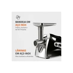 Moedor de Carne Elétrico Mondial Premium MC-03 500W 127V Preto Inox - AP / MT