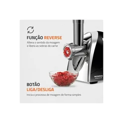 Moedor de Carne Elétrico Mondial Premium MC-03 500W 127V Preto Inox - AP / MT