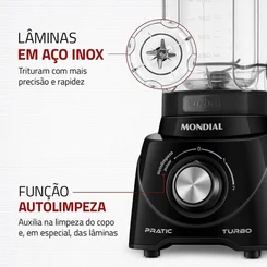 Liquidificador Mondial Pratic Turbo L-98-B 2,2L 550W Preto 127V - AP / MT