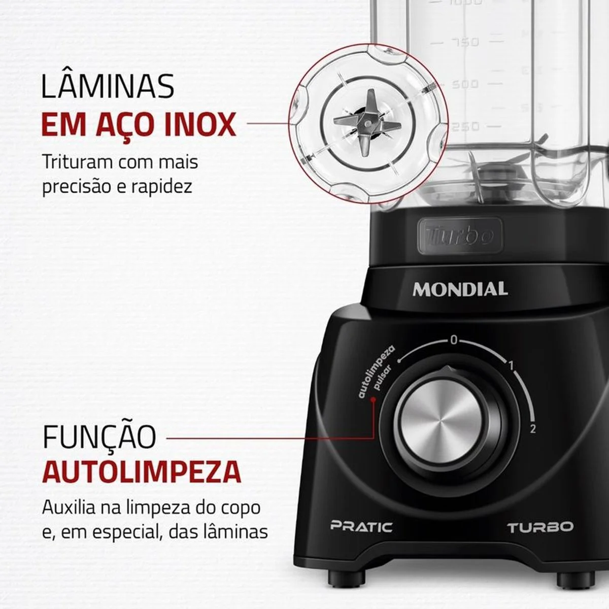 Liquidificador Mondial Pratic Turbo L-98-B 2,2L 550W Preto 127V - AP / MT