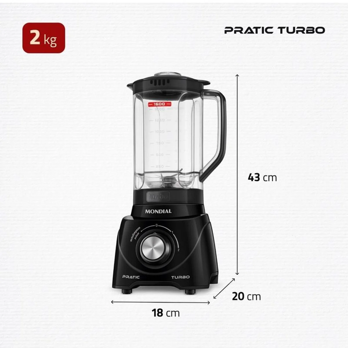Liquidificador Mondial Pratic Turbo L-98-B 2,2L 550W Preto 127V - AP / MT