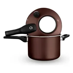 Panela de Pressão MTA 6 Litros Chocolate com Visor de Vidro Fechamento Interno Antiaderente - AP / MT