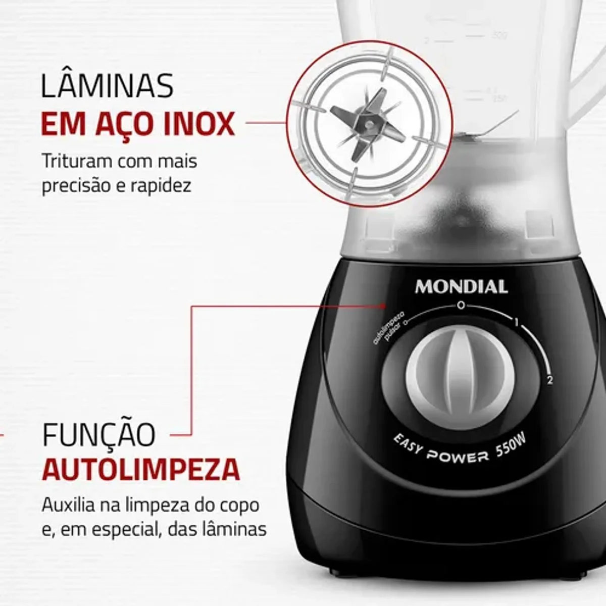 Liquidificador Mondial Easy Power L-550-BC 1,9L 550W Preto 127V - AP / MT