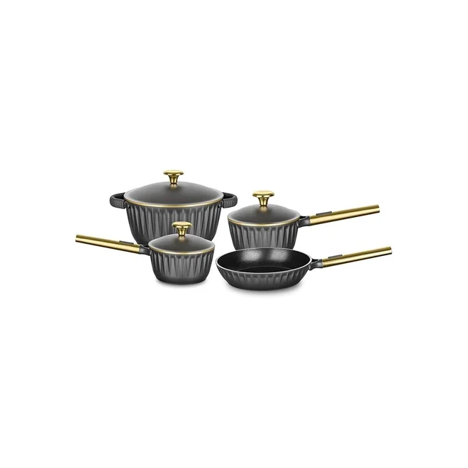 Conjunto de Panelas MTA Concept Gold 4 Peças Alumínio Injetado Revestimento Cerâmico Preto - AP / MT