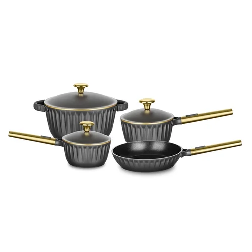 Conjunto de Panelas MTA Concept Gold 4 Peças Alumínio Injetado Revestimento Cerâmico Preto - AP / MT