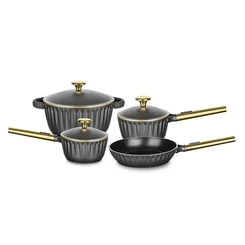 Conjunto de Panelas MTA Concept Gold 4 Peças Alumínio Injetado Revestimento Cerâmico Preto - AP / MT