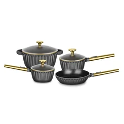 Conjunto de Panelas MTA Concept Gold 4 Peças Alumínio Injetado Revestimento Cerâmico Preto - AP / MT