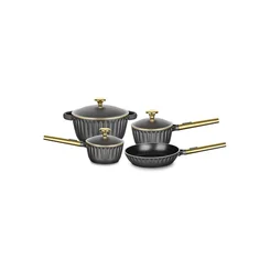 Conjunto de Panelas MTA Concept Gold 4 Peças Alumínio Injetado Revestimento Cerâmico Preto - AP / MT