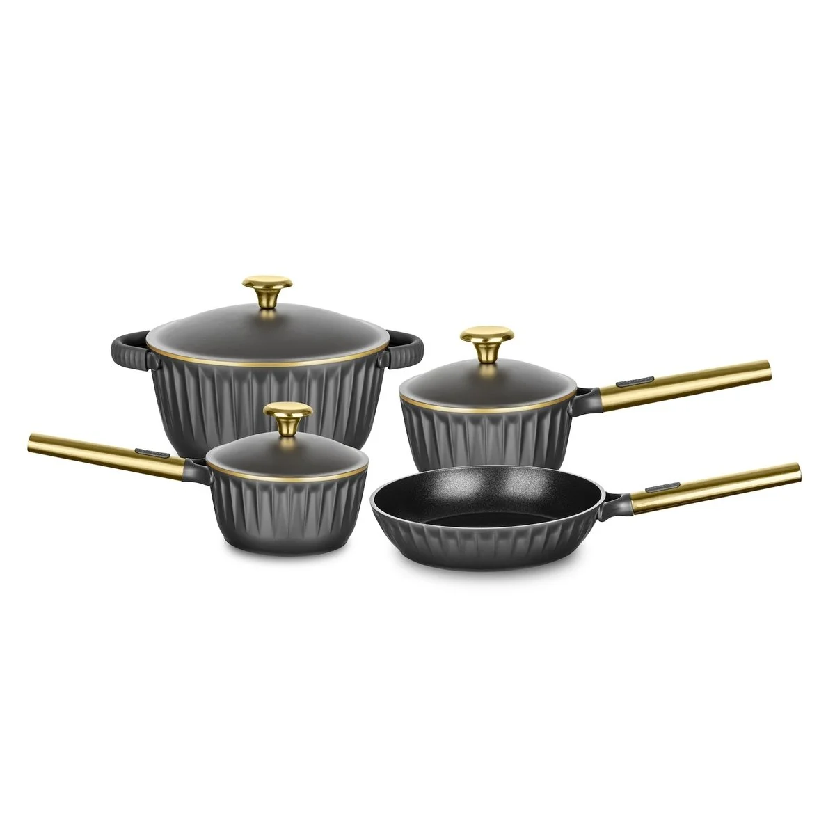 Conjunto de Panelas MTA Concept Gold 4 Peças Alumínio Injetado Revestimento Cerâmico Preto - AP / MT