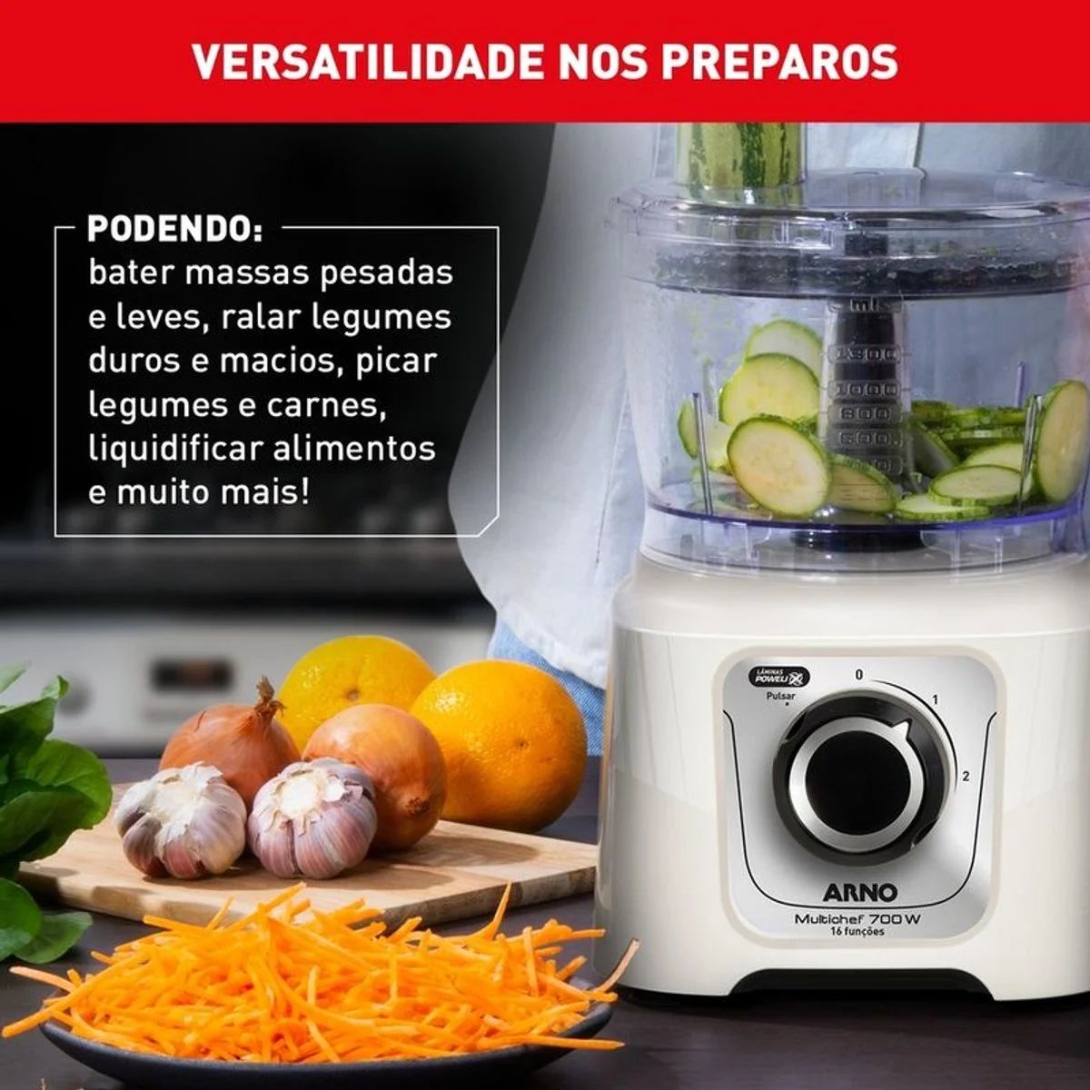 Multiprocessador Arno Multichef 700W 16 Funções MP62 Marfim 110V - AP / MT