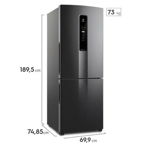 Geladeira Electrolux IB7B Frost Free Inverter 490L AutoSense Inverse Black Inox 127V - AP / MT