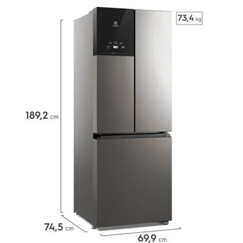 Refrigerador Electrolux Frost Free Inverter 480L Efficient AutoSense 3 Portas Inox Look IM7S 127V - AP / MT