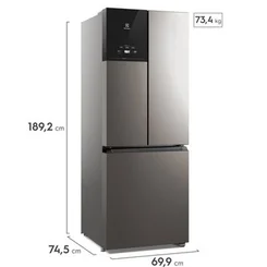 Refrigerador Electrolux Frost Free Inverter 480L Efficient AutoSense 3 Portas Inox Look IM7S 127V - AP / MT