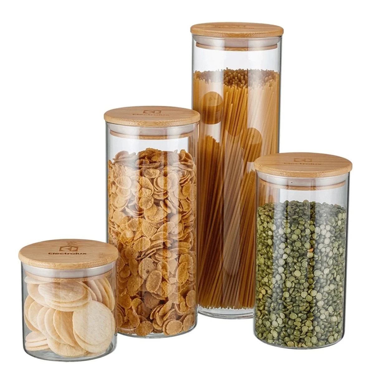 Conjunto de Potes Herméticos de Vidro com Tampa de Bambu Electrolux 4 Peças 41044630 - AP / MT