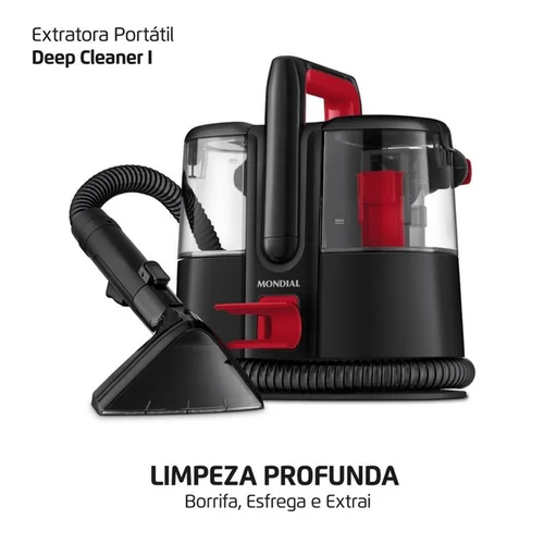 Extratora e Higienizadora Portátil Mondial Deep Cleaner I EXP-01-R 1650W 127V Preto e Vermelho - AP / MT