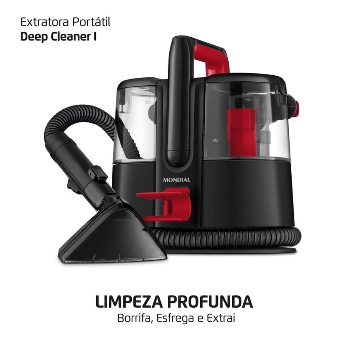 Extratora e Higienizadora Portátil Mondial Deep Cleaner I EXP-01-R 1650W 127V Preto e Vermelho - AP / MT