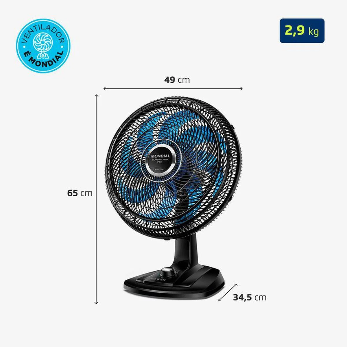 Ventilador de Mesa Mondial Super Turbo VTX-40 Crystal 40cm 8 Pás 127V - AP / MT