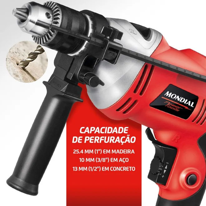 Furadeira de Impacto Mondial Power Tools FFI-05 1/2" 750W 127V