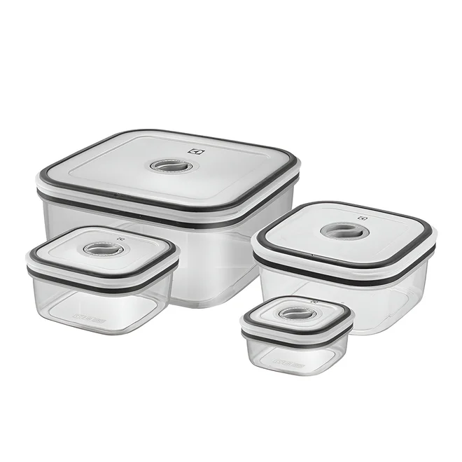 Kit 4 Potes Herméticos Plástico Quadrados Electrolux Transparente - AP / MT
