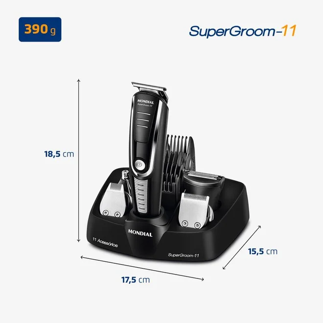 Aparador de Pelos Mondial Super Groom 11 em 1 BG-05 Bivolt - AP / MT