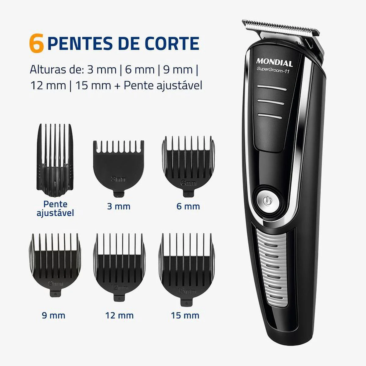 Aparador de Pelos Mondial Super Groom 11 em 1 BG-05 Bivolt - AP / MT