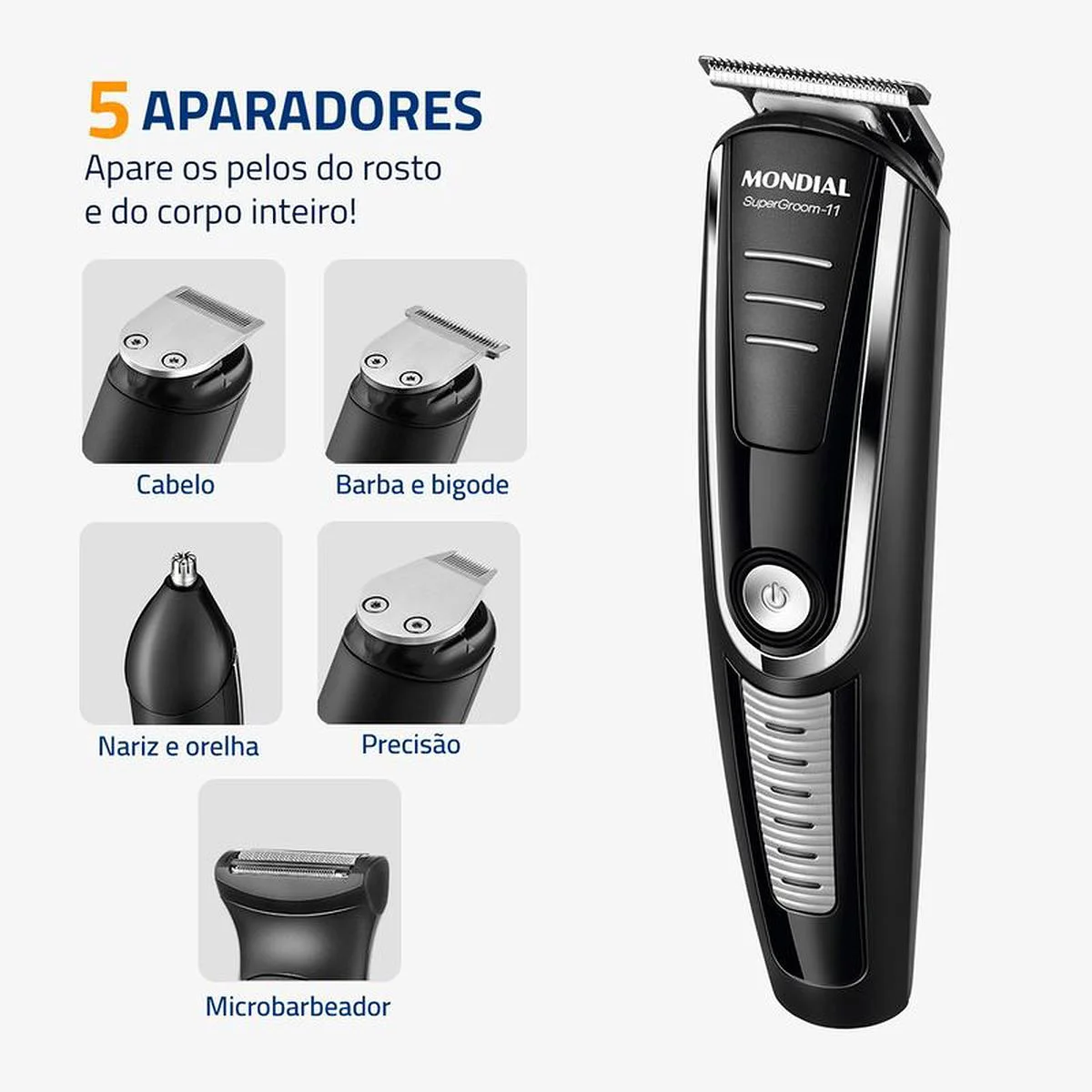 Aparador de Pelos Mondial Super Groom 11 em 1 BG-05 Bivolt - AP / MT