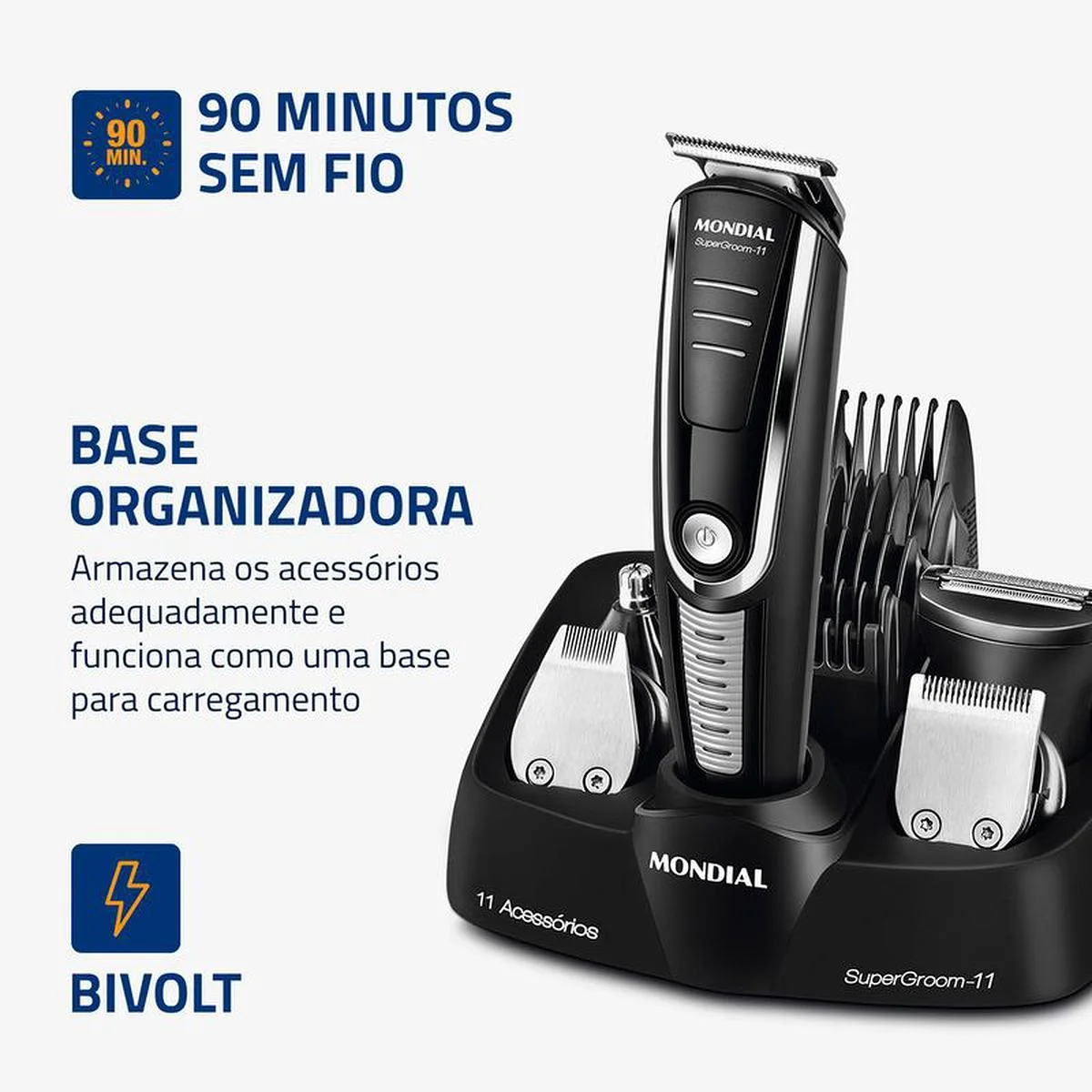 Aparador de Pelos Mondial Super Groom 11 em 1 BG-05 Bivolt - AP / MT