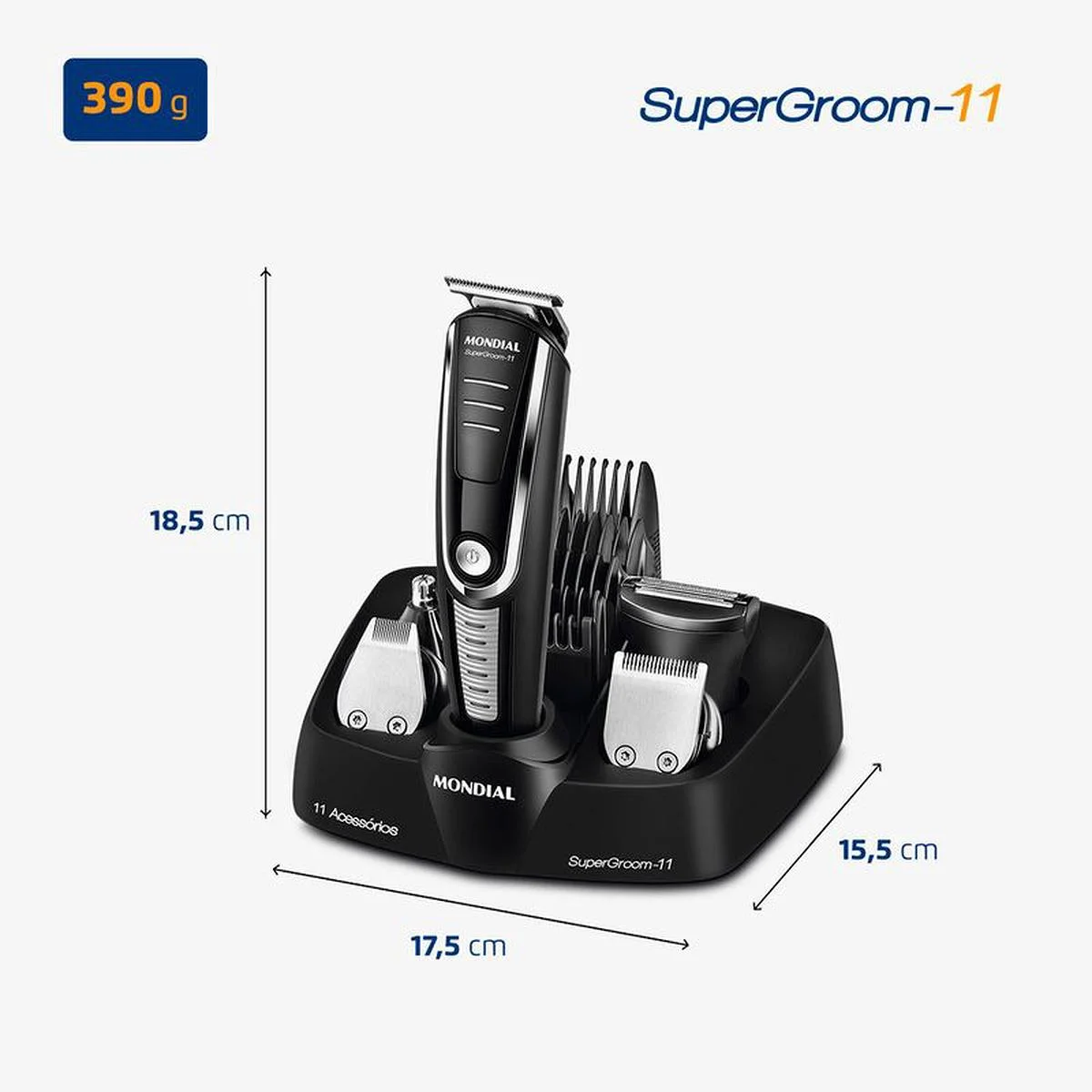 Aparador de Pelos Mondial Super Groom 11 em 1 BG-05 Bivolt - AP / MT