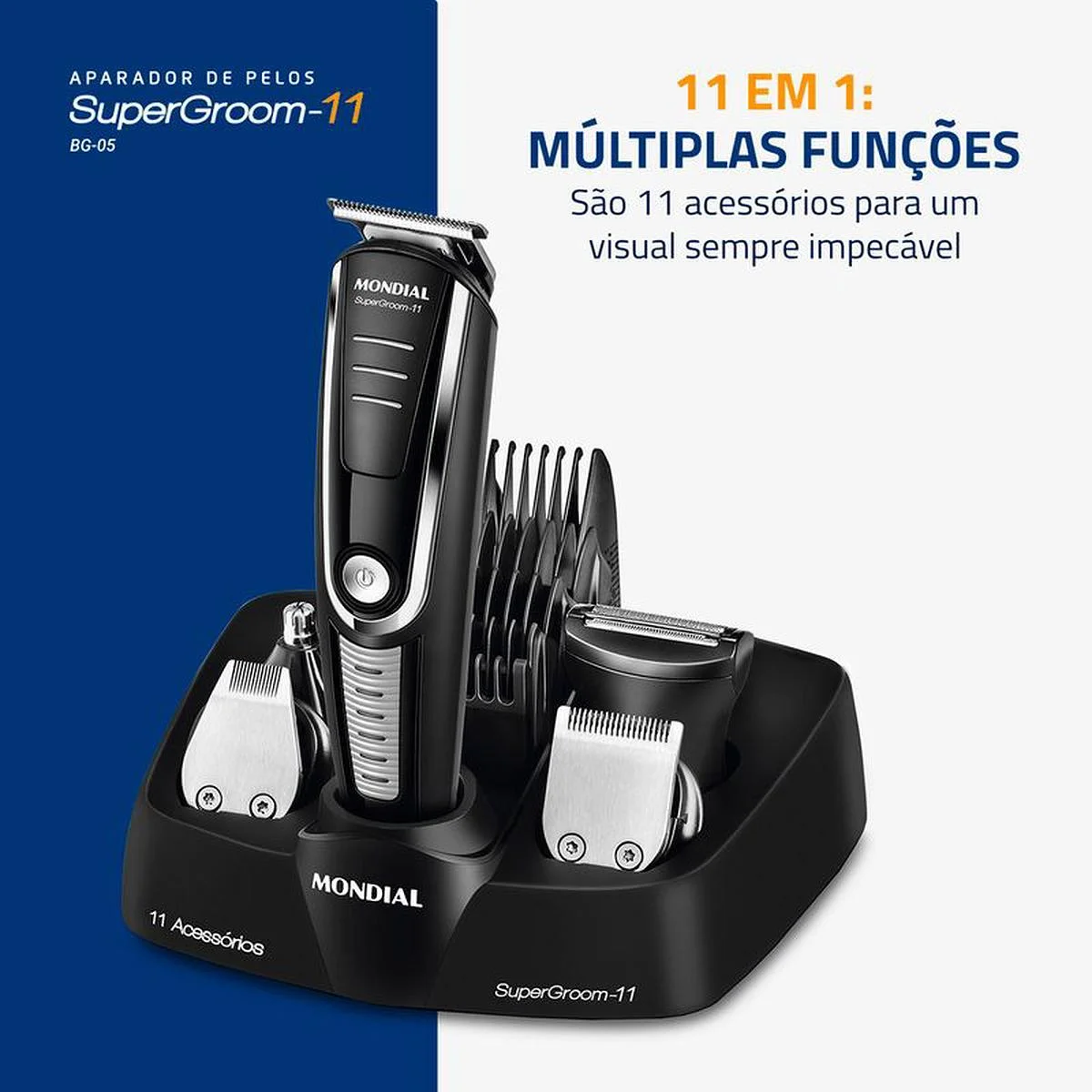 Aparador de Pelos Mondial Super Groom 11 em 1 BG-05 Bivolt - AP / MT
