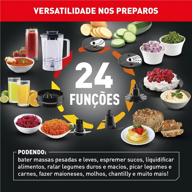 Multiprocessador Arno Multichef MP72 700W 24 Funções Preto 127V - AP / MT