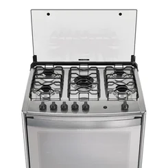 Fogão Atlas Magister Style 5 Bocas Tripla Chama Inox Espelhado Preto - AP / MT