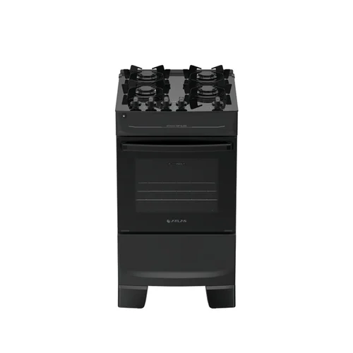 Fogão Atlas Mônaco Top Glass 4 Bocas Preto Mesa de Vidro Bivolt - AP / MT
