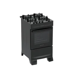 Fogão Atlas Mônaco Top Glass 4 Bocas Preto Mesa de Vidro Bivolt - AP / MT