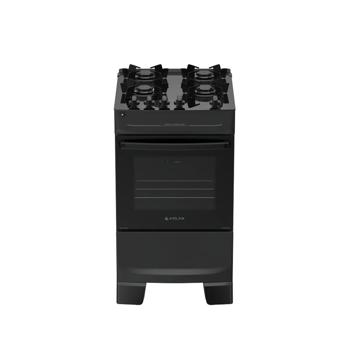 Fogão Atlas Mônaco Top Glass 4 Bocas Preto Mesa de Vidro Bivolt - AP / MT
