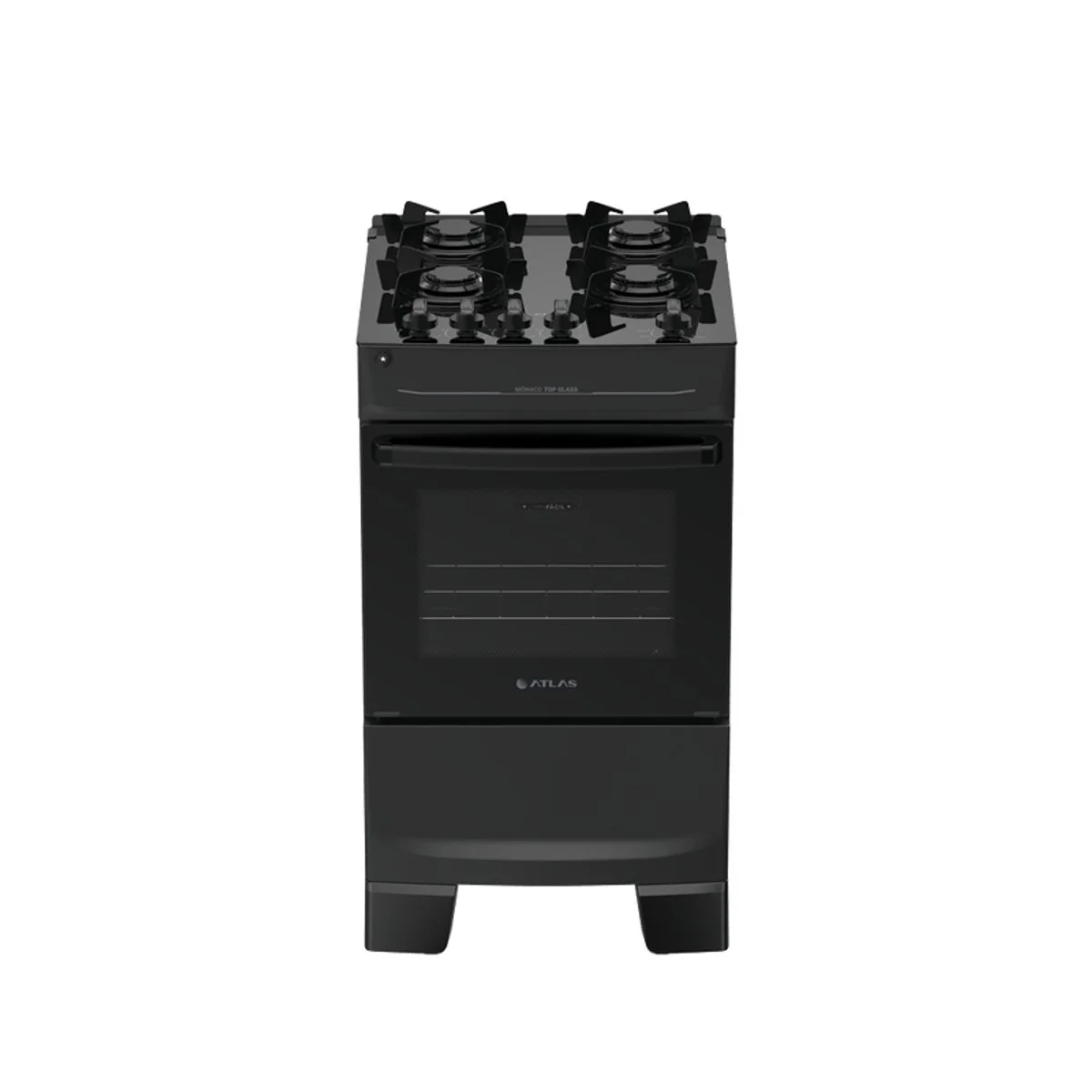 Fogão Atlas Mônaco Top Glass 4 Bocas Preto Mesa de Vidro Bivolt - AP / MT