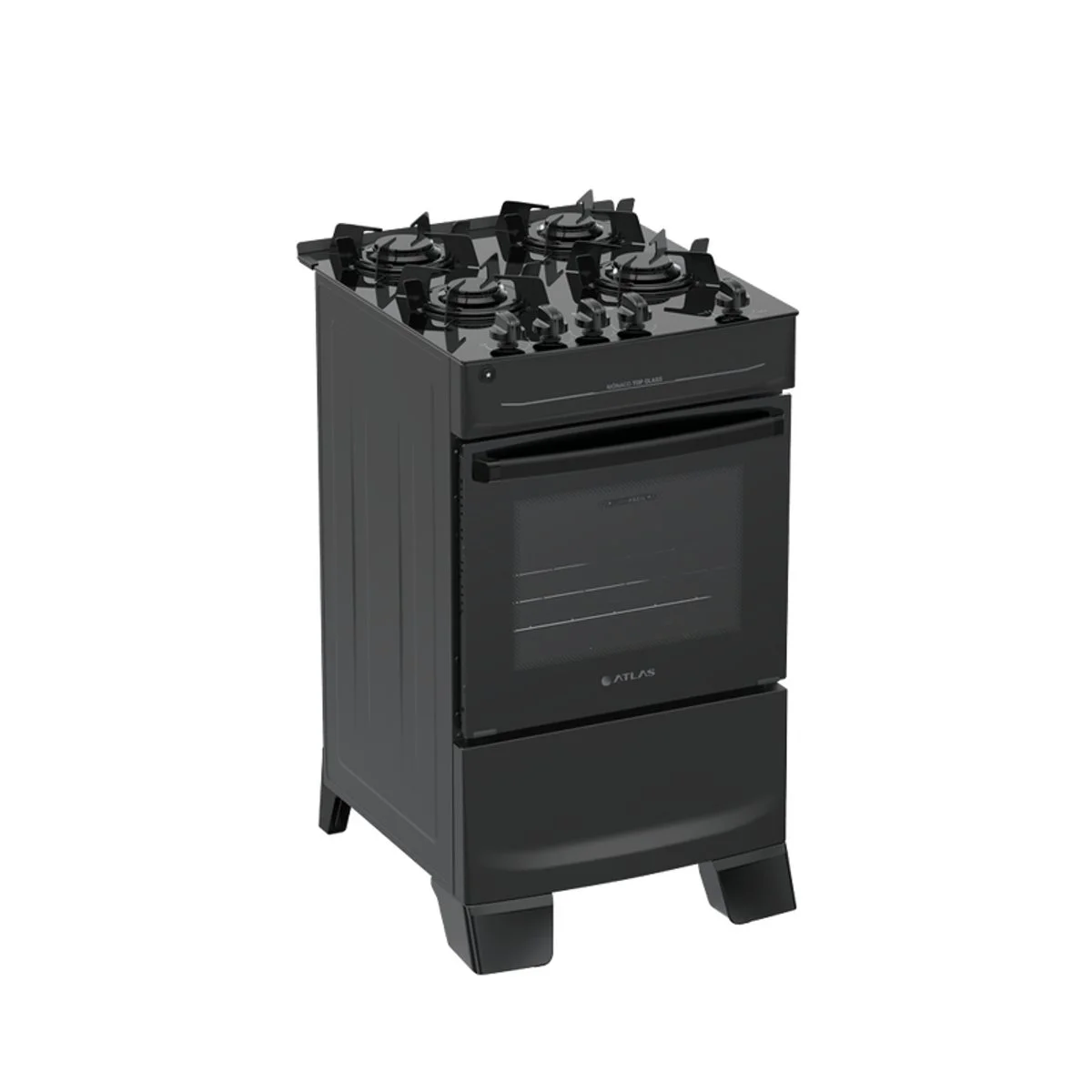 Fogão Atlas Mônaco Top Glass 4 Bocas Preto Mesa de Vidro Bivolt - AP / MT