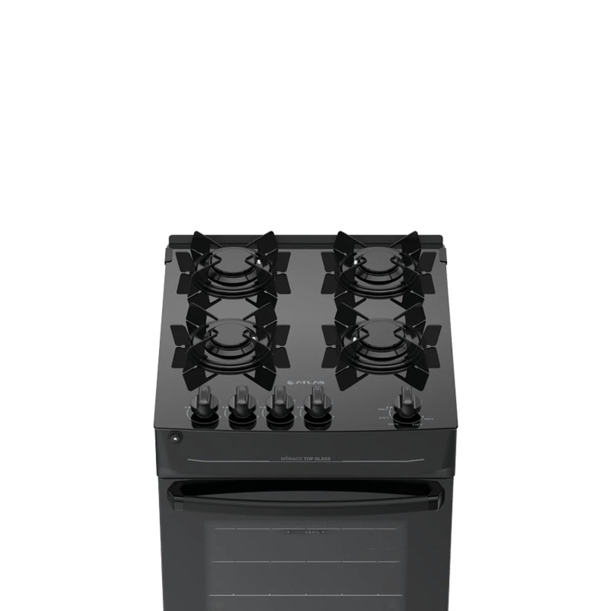 Fogão Atlas Mônaco Top Glass 4 Bocas Preto Mesa de Vidro Bivolt - AP / MT