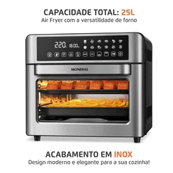 Air Fryer Forno Oven Digital Mondial 25L Preto Inox 2000W AFO-25L-BI 127V - AP / MT