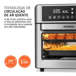 Air Fryer Forno Oven Digital Mondial 25L Preto Inox 2000W AFO-25L-BI 127V - AP / MT