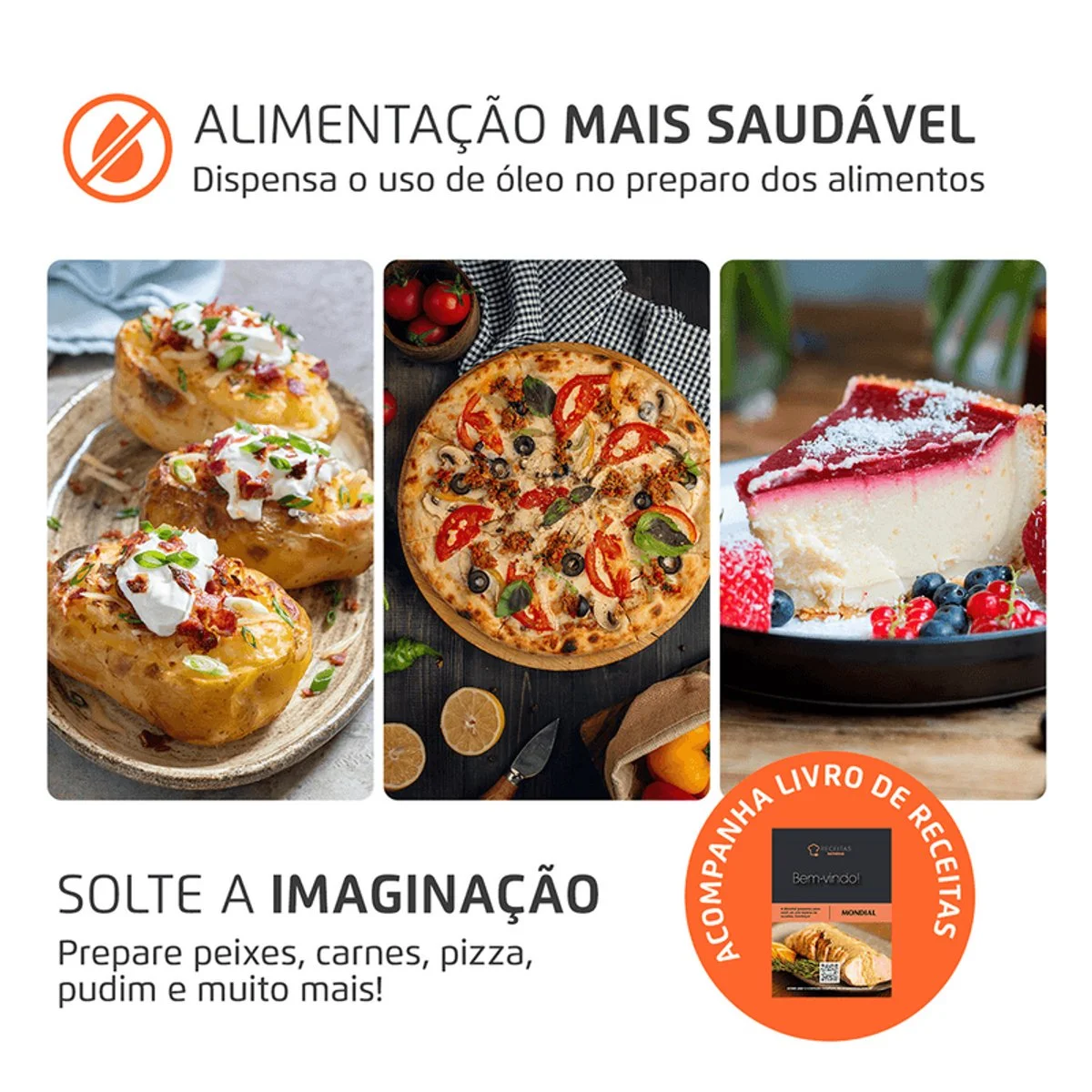 Air Fryer Forno Oven Digital Mondial 25L Preto Inox 2000W AFO-25L-BI 127V - AP / MT