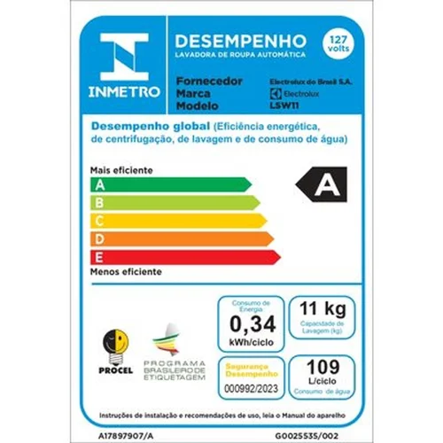 Lava e Seca Electrolux 11kg Inox Ultimate Care LSW11 127V - AP / MT