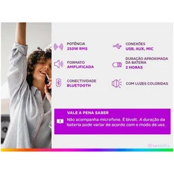 Caixa de Som Amplificada Mondial Connect Party Plus CM-250 250W Bluetooth Bivolt - AP / MT