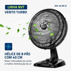 Ventilador de Mesa Mondial Turbo 8 Pás 40cm NVT-40-8P-B 140W Preto 127V - AP / MT