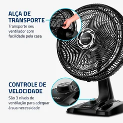 Ventilador de Mesa Mondial Turbo 8 Pás 40cm NVT-40-8P-B 140W Preto 127V - AP / MT